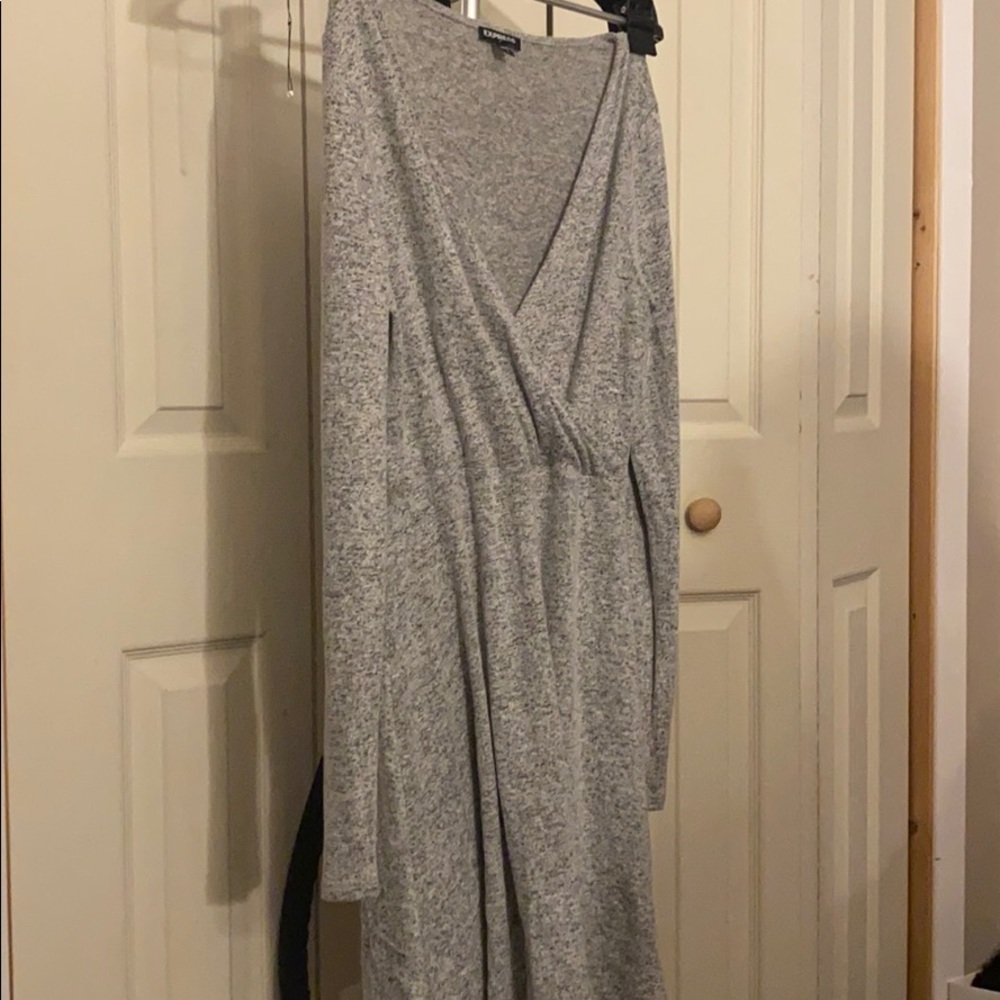 Grey sweater wrap dress/ discount on shipping